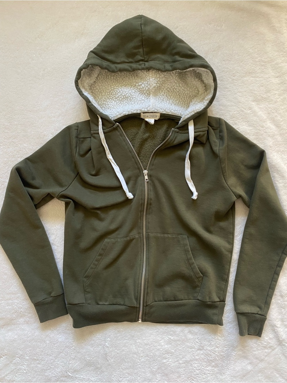Sky and Sparrow Olive Green Zip-Up Hoodie